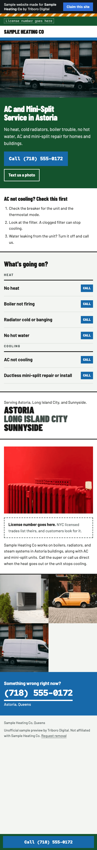 Sample website on a phone