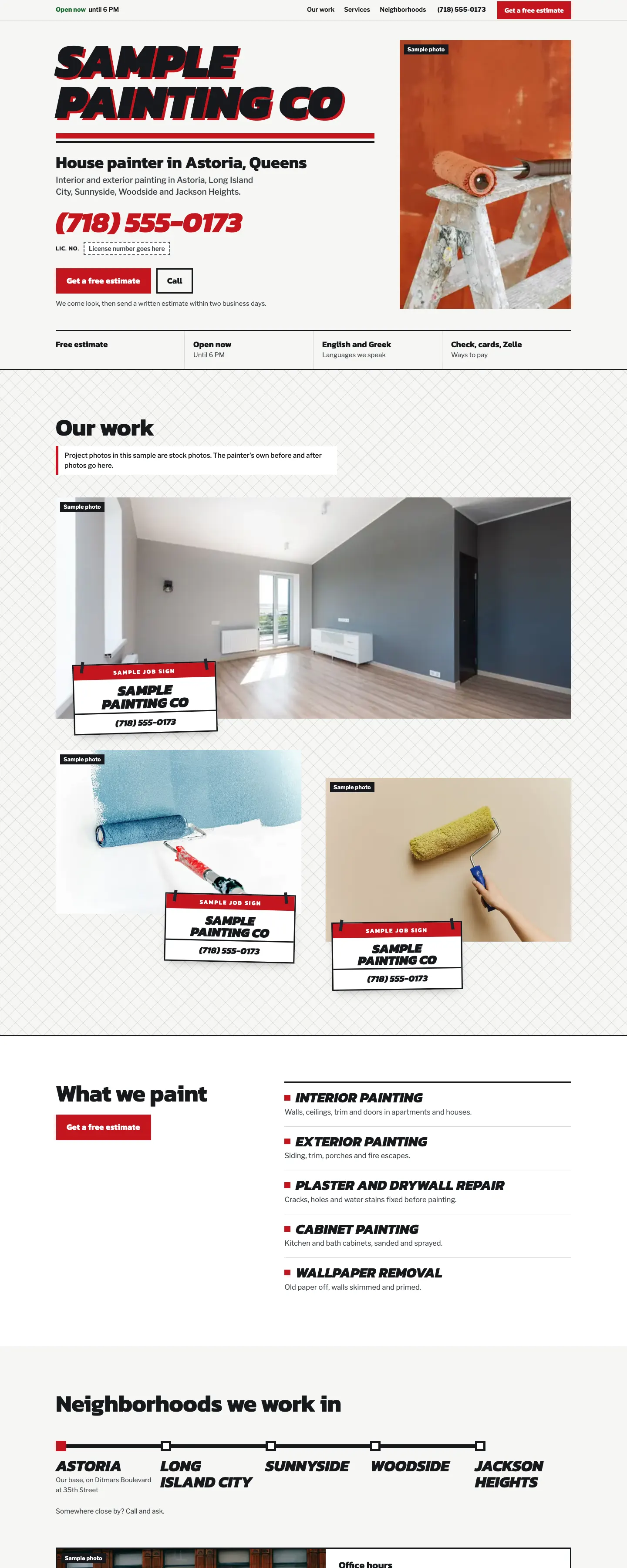 Sample website for a made-up painter