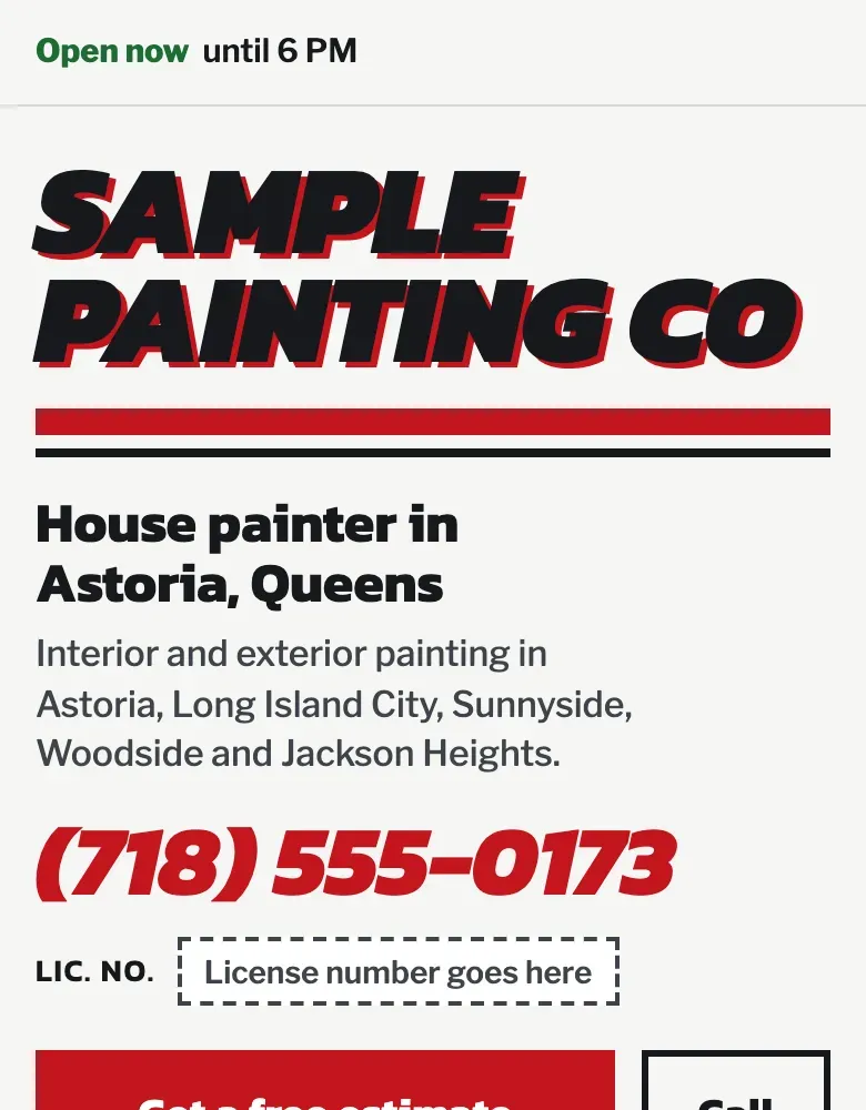 Sample website for a made-up painter
