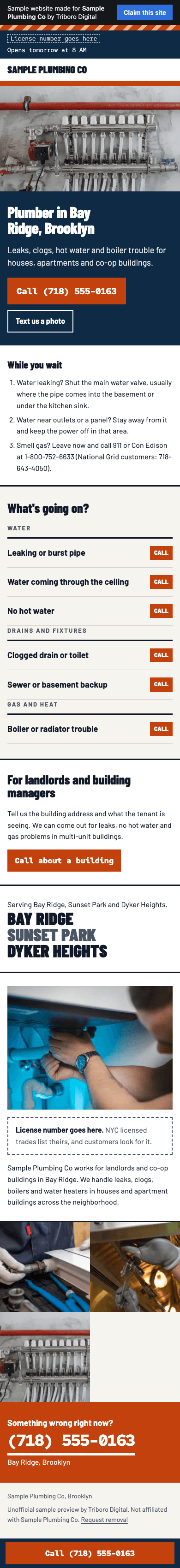 Sample website on a phone